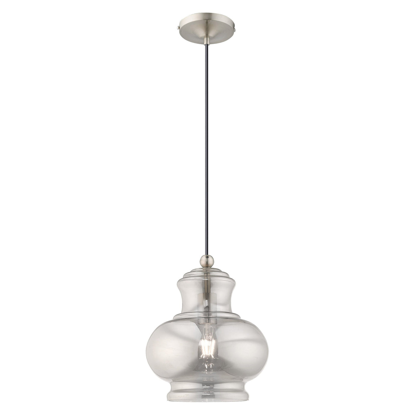 Antique Hardware 1 Light Brushed Nickel Single Pendant Pendant