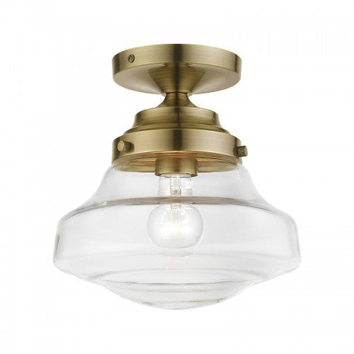 Antique Hardware 1 Light Antique Brass Semi-Flush Semi Flush