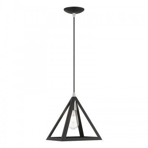 Antique Hardware 1 Light Black with Brushed Nickel Accents Pendant Pendant