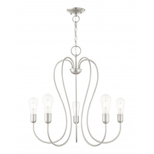 Antique Hardware 5 Light Brushed Nickel Chandelier Chandelier