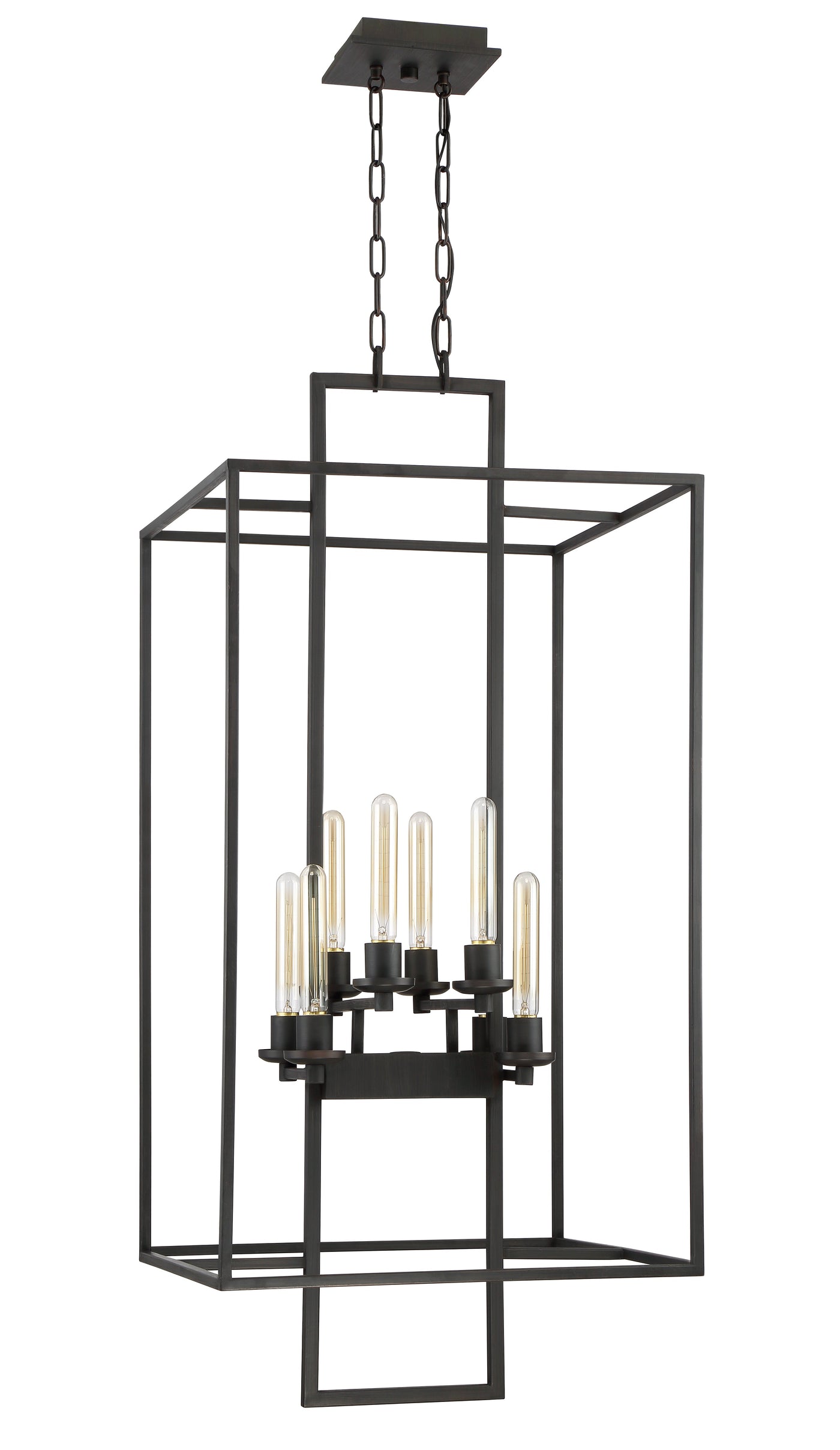 Antique Hardware Cubic 8 Light Foyer in Aged Bronze Brushed Pendant