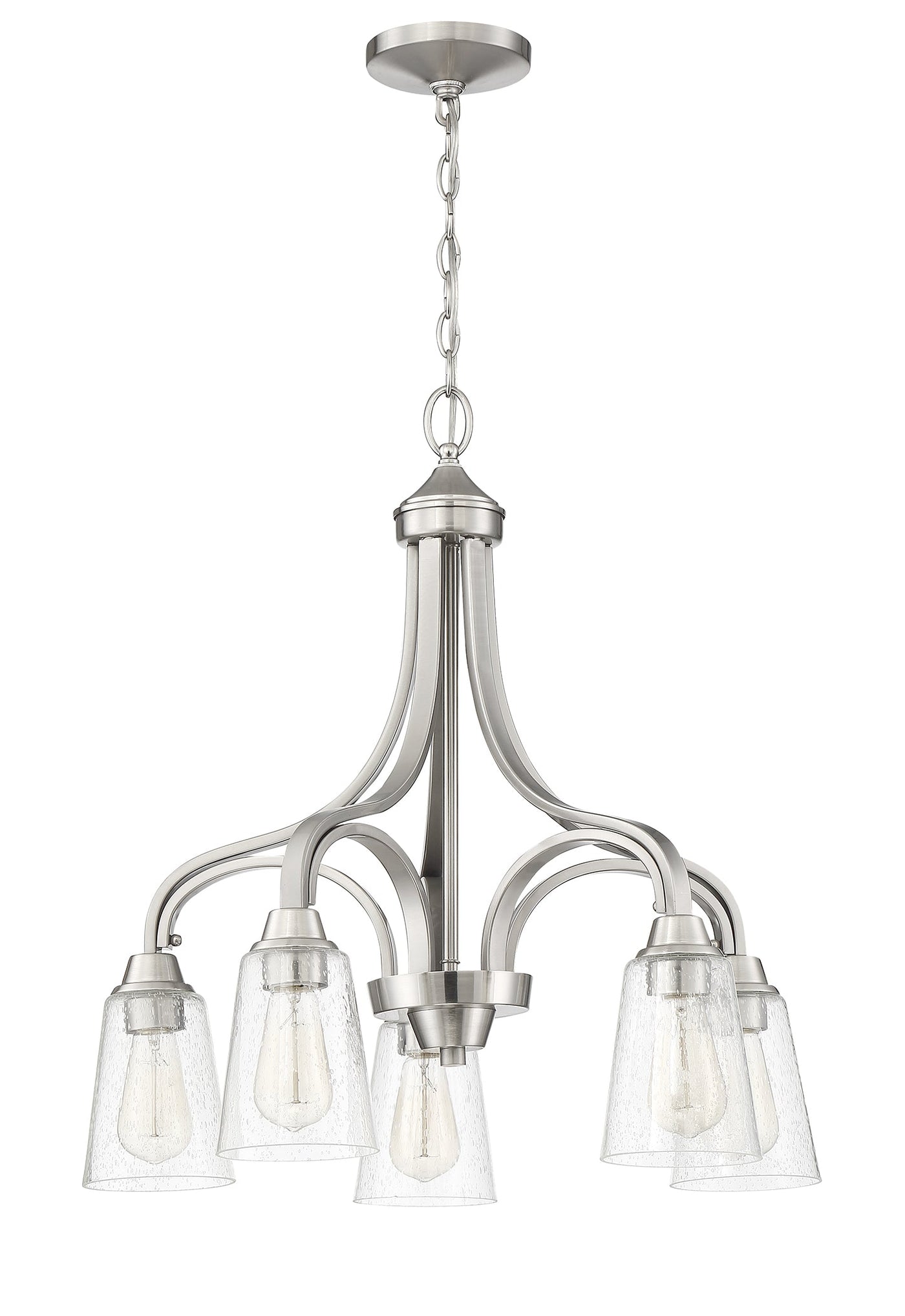 Antique Hardware Grace 5 Light Down Chandelier in Brushed Polished Nickel (Clear Seeded Glass) Chandelier