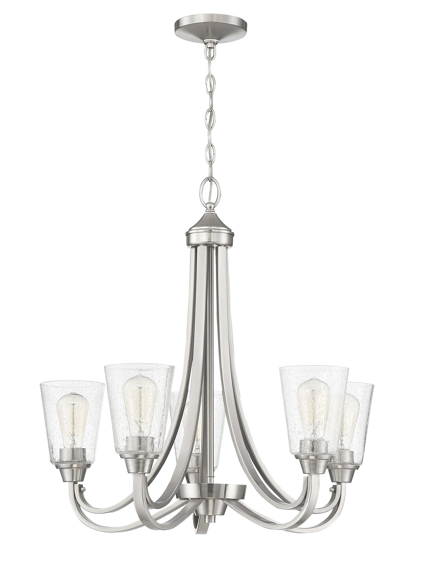 Antique Hardware Grace 5 Light Chandelier in Brushed Polished Nickel (Clear Seeded Glass) Chandelier