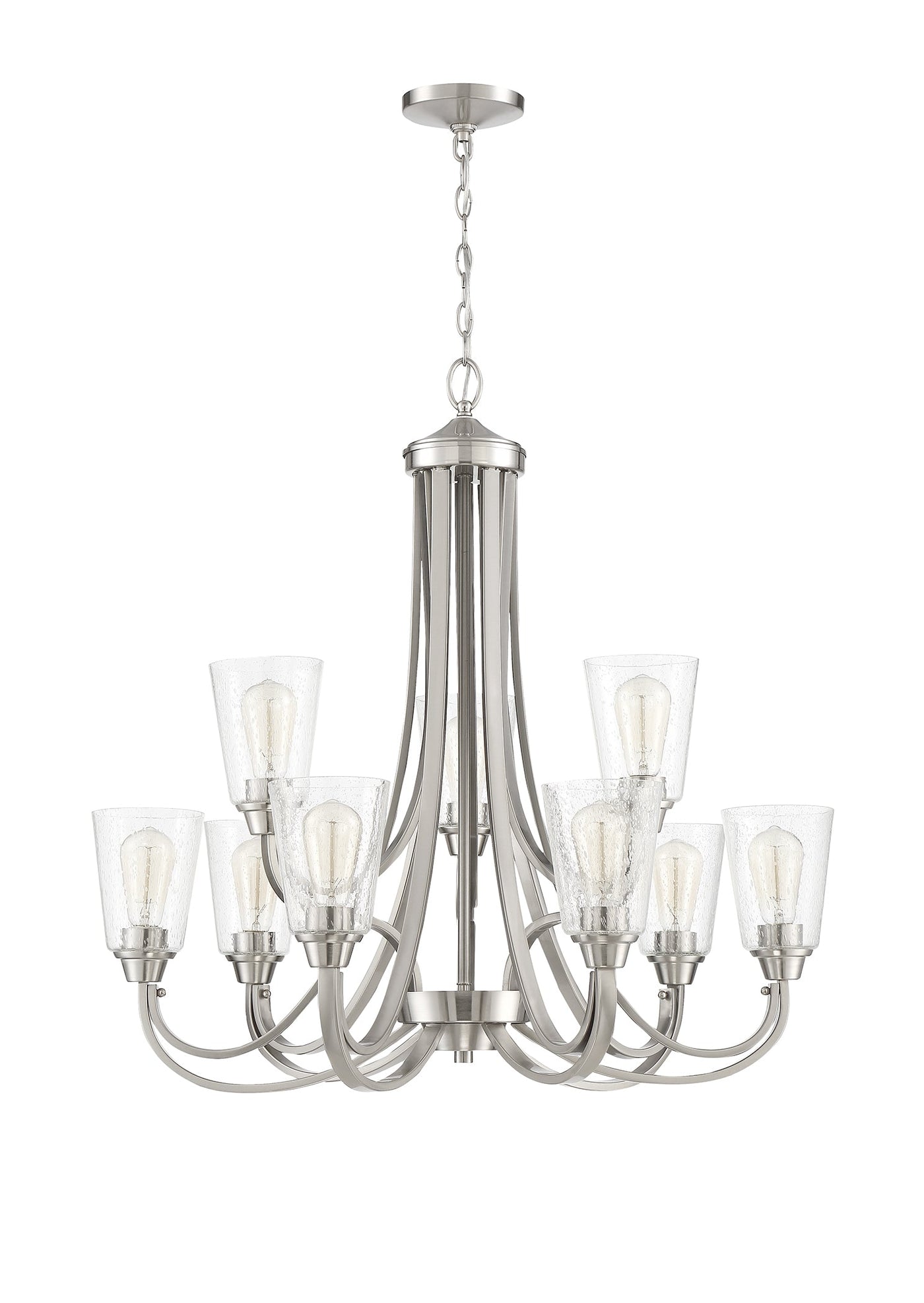 Antique Hardware Grace 9 Light Chandelier in Brushed Polished Nickel (Clear Seeded Glass) Chandelier