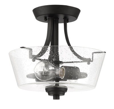 ##Antique Hardware## Grace 2 Light Convertible Semi Flush in Espresso (Clear Seeded Glass)