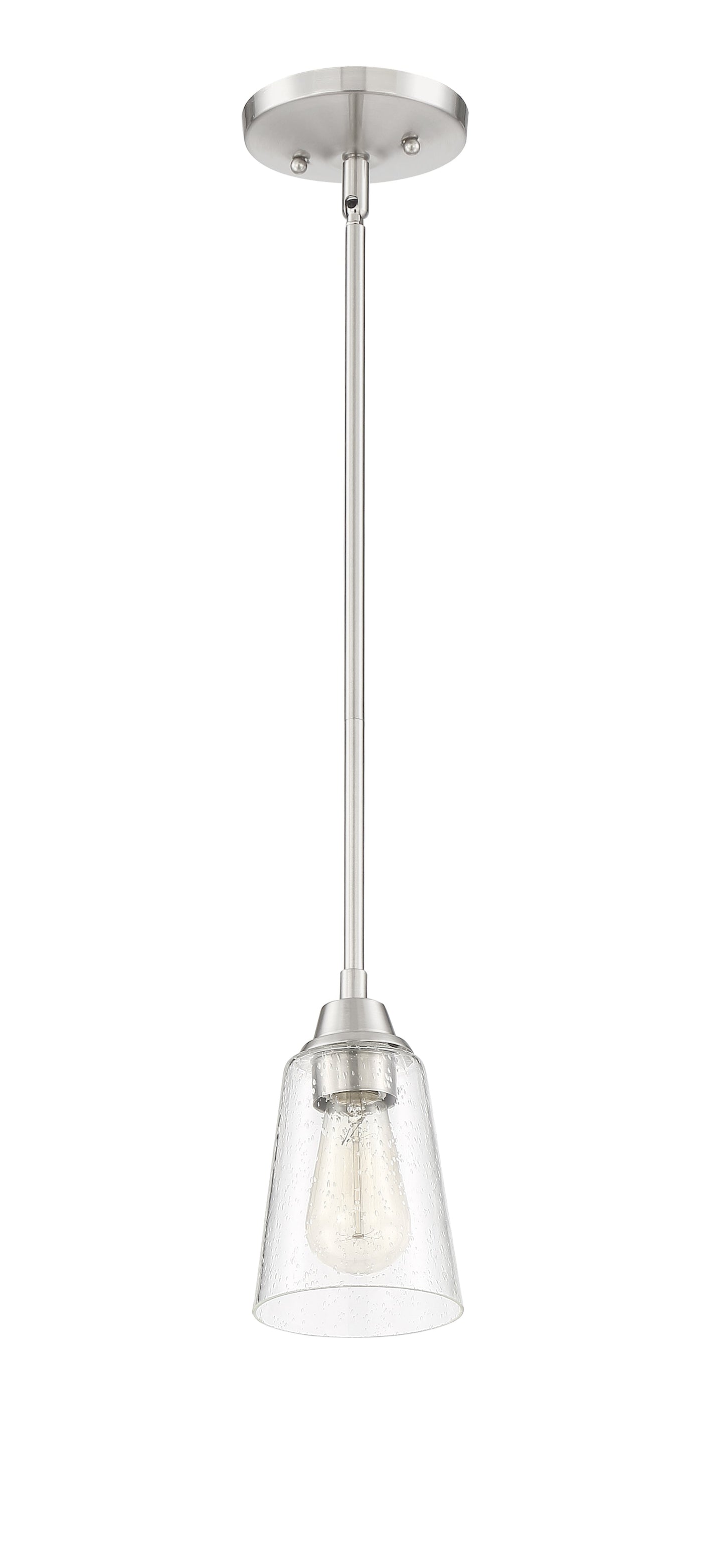 Antique Hardware Grace 1 Light Mini Pendant in Brushed Polished Nickel (Clear Seeed Glass) Pendant