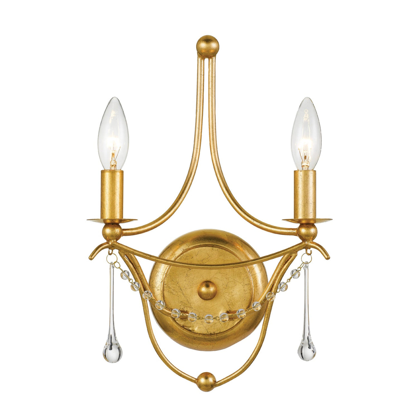 ##Antique Hardware## Metro 2 Light Antique Gold Sconce