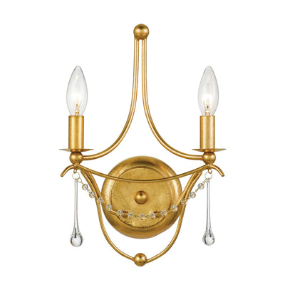 ##Antique Hardware## Metro 2 Light Antique Gold Sconce