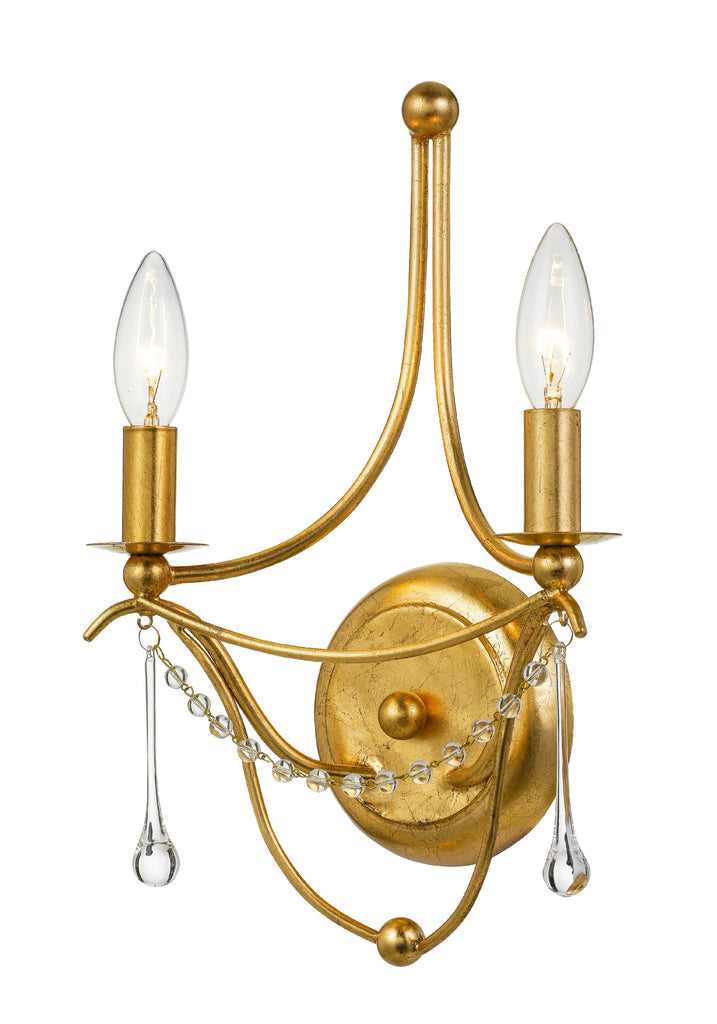 ##Antique Hardware## Metro 2 Light Antique Gold Sconce