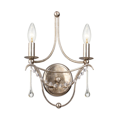 ##Antique Hardware## Metro 2 Light Antique Silver Sconce