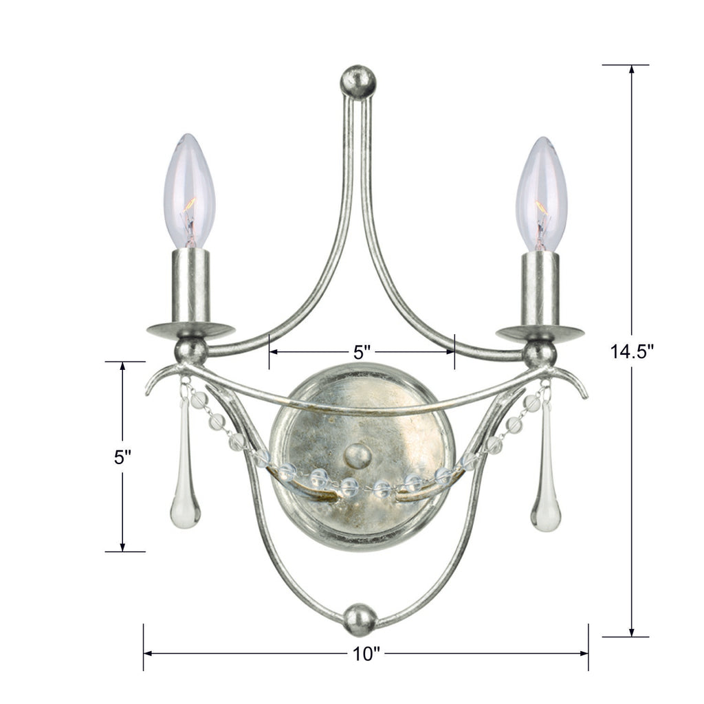 ##Antique Hardware## Metro 2 Light Antique Silver Sconce