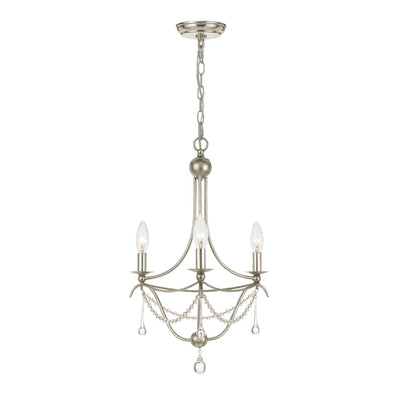 ##Antique Hardware## Metro 3 Light Antique Silver Mini Chandelier