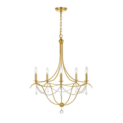 ##Antique Hardware## Metro 5 Light Antique Gold Chandelier