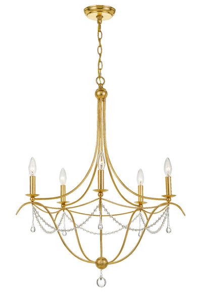 ##Antique Hardware## Metro 5 Light Antique Gold Chandelier