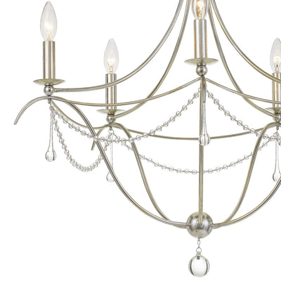 ##Antique Hardware## Metro 5 Light Crystal Beads Antique Silver Chandelier