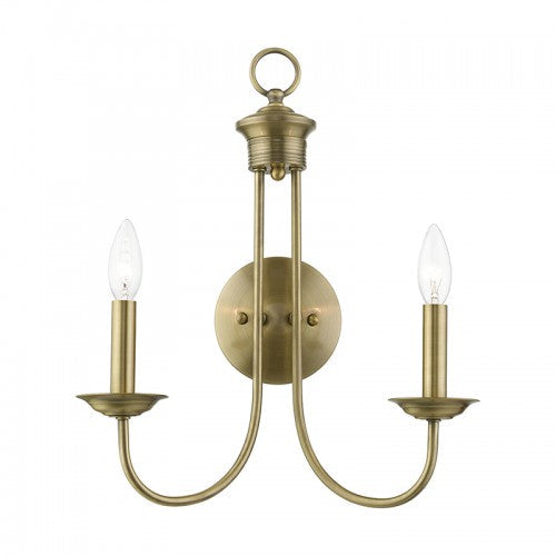 Antique Hardware 2 Light Antique Brass Double Sconce Wall Sconce