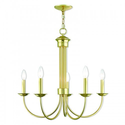 Antique Hardware 5 Light Polished Brass Chandelier Chandelier