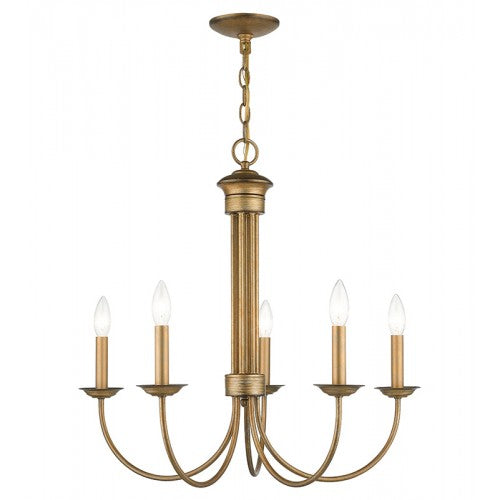 Antique Hardware 5 Light Antique Gold Leaf Chandelier Chandelier