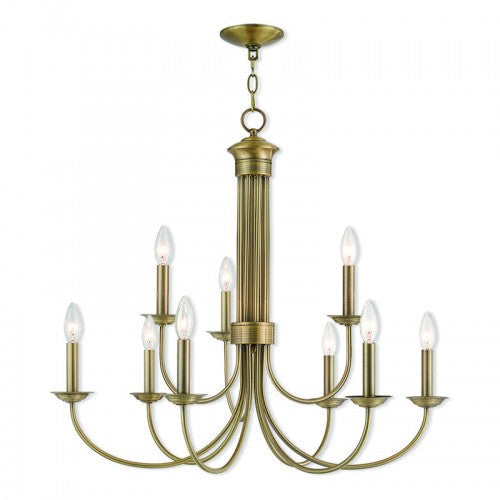 Antique Hardware 9 Light Antique Brass Chandelier Chandelier