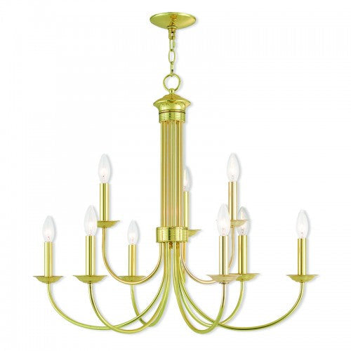 Antique Hardware 9 Light Polished Brass Chandelier Chandelier