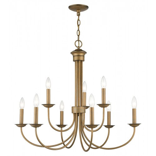 Antique Hardware 9 Light Antique Gold Leaf Large 2-Tier Chandelier Chandelier