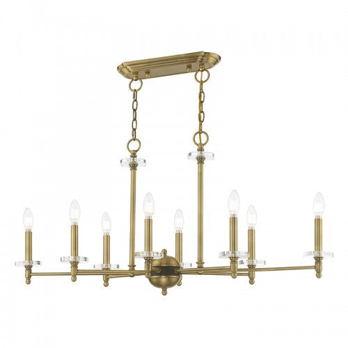 Antique Hardware 8 Light Antique Brass Linear Chandelier Linear