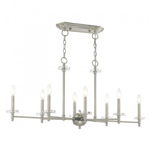 Antique Hardware 8 Light Brushed Nickel Linear Chandelier Linear