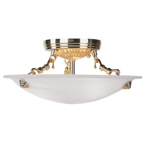 Antique Hardware 3 Light Polished Brass Ceiling Mount Semi Flush