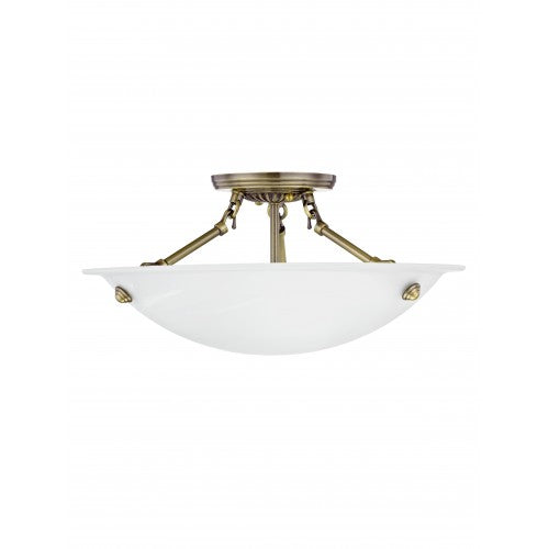 Antique Hardware 3 Light Antique Brass Ceiling Mount Semi Flush