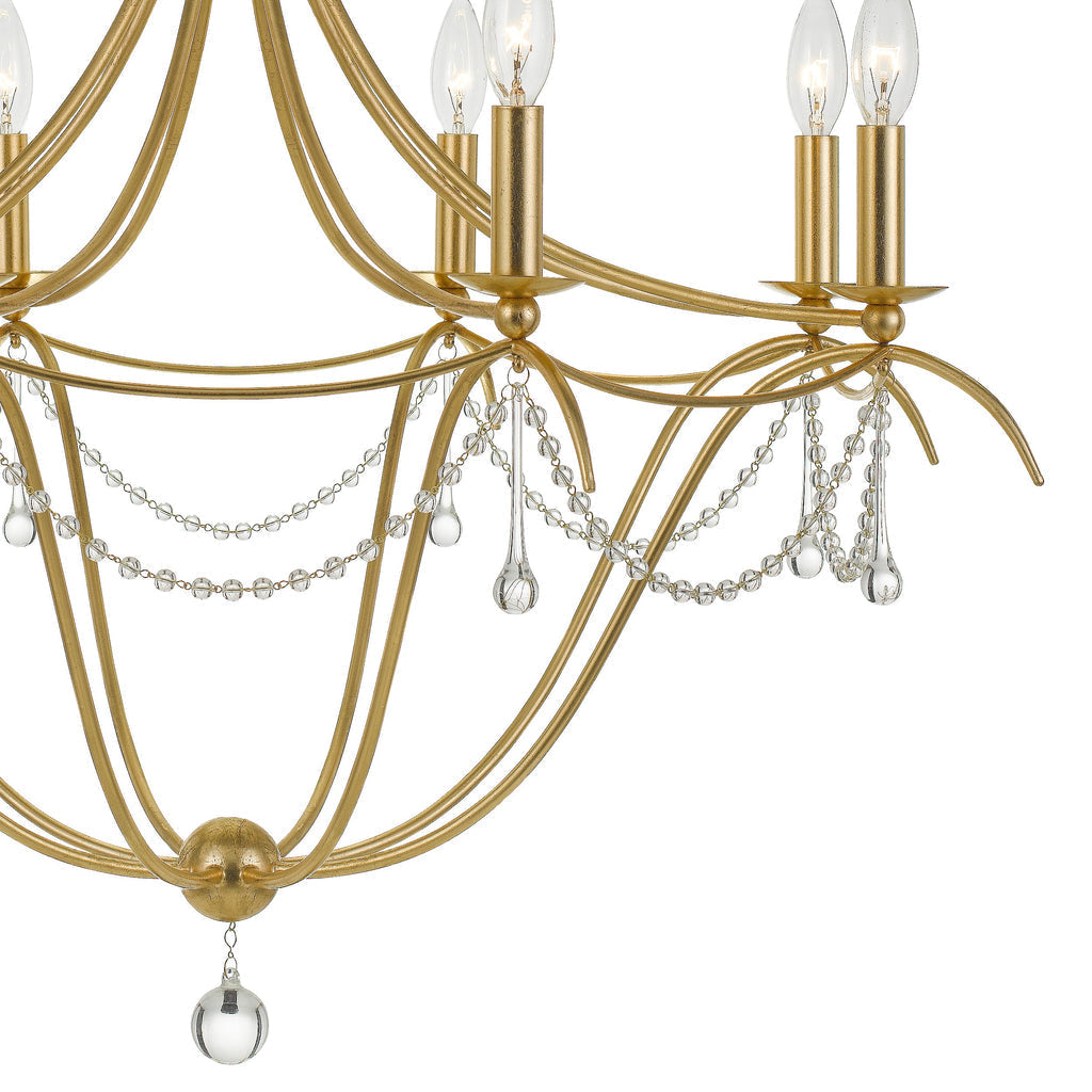 ##Antique Hardware## Metro 8 Light Crystal Beads Antique Gold Chandelier