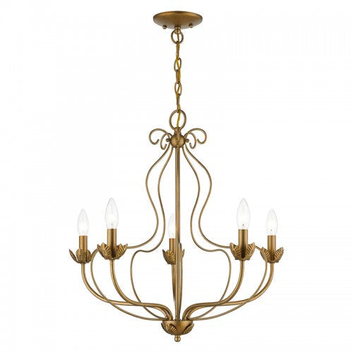 Antique Hardware 5 Light Antique Gold Leaf Chandelier Chandelier