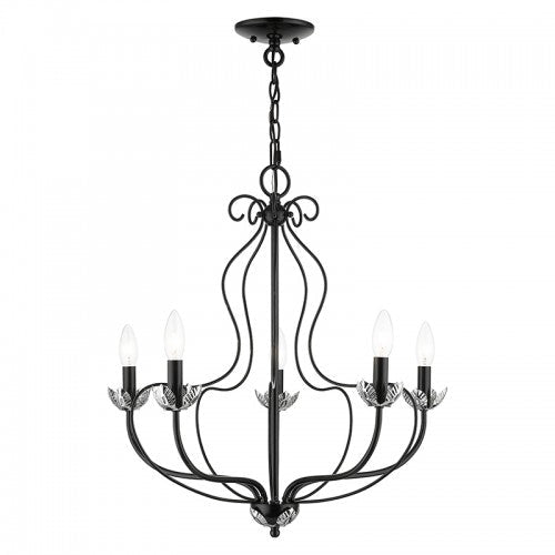 Antique Hardware 5 Light Shiny Black Chandelier Chandelier