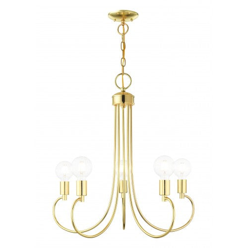 Antique Hardware 5 Light Polished Brass Chandelier Chandelier