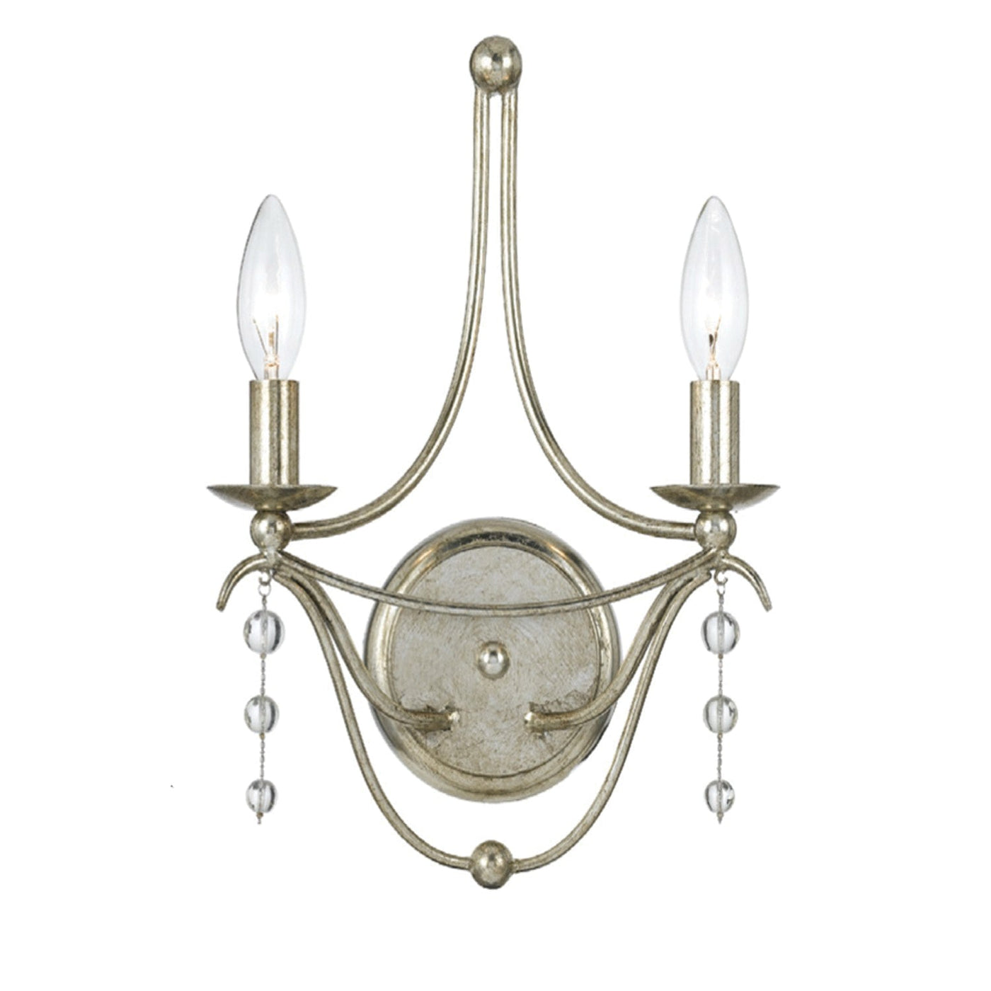 ##Antique Hardware## Metro 2 Light Antique Silver Sconce