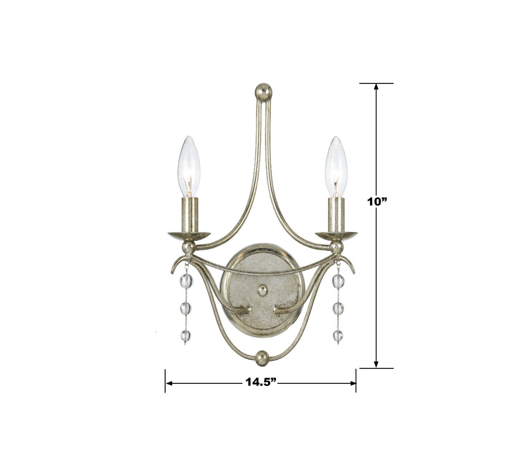 ##Antique Hardware## Metro 2 Light Antique Silver Sconce