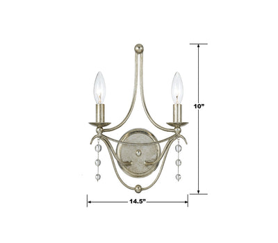 ##Antique Hardware## Metro 2 Light Antique Silver Sconce