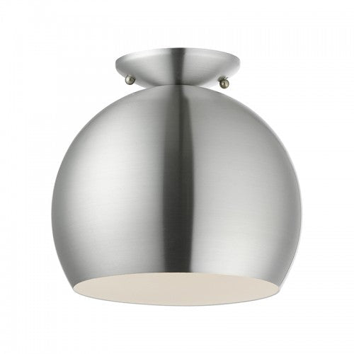 Antique Hardware 1 Light Brushed Aluminum Semi-Flush Mount Semi Flush