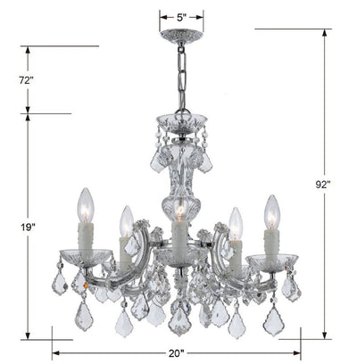 ##Antique Hardware## Maria Theresa 5 Light Spectra Crystal Polished Chrome Chandelier