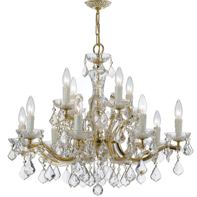 Antique Hardware Maria Theresa 12 Light Spectra Crystal Gold Chandelier Chandelier