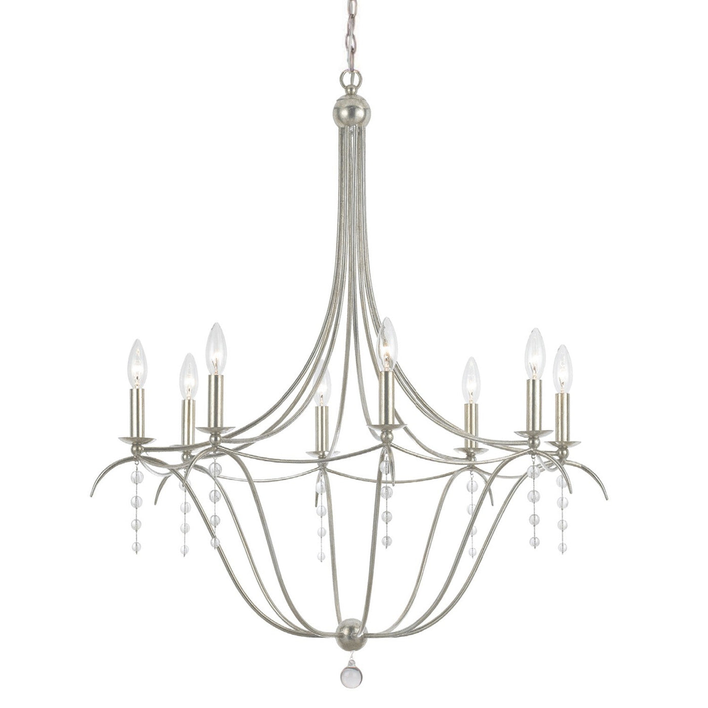 ##Antique Hardware## Metro 8 Light Antique Silver Chandelier