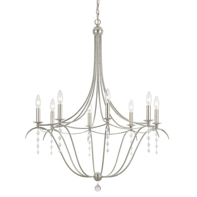 ##Antique Hardware## Metro 8 Light Antique Silver Chandelier