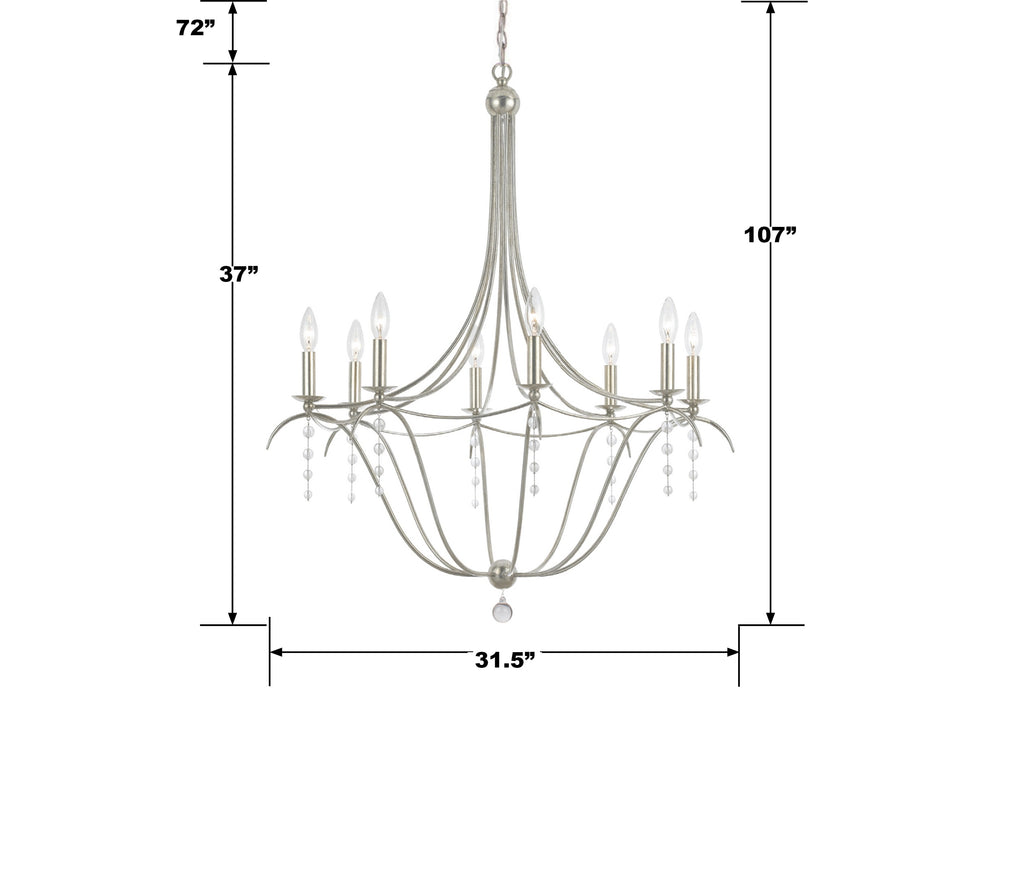 ##Antique Hardware## Metro 8 Light Antique Silver Chandelier