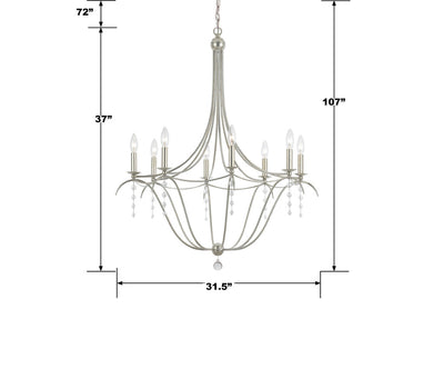 ##Antique Hardware## Metro 8 Light Antique Silver Chandelier