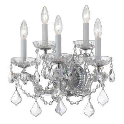 ##Antique Hardware## Maria Theresa 5 Light Spectra Crystal Polished Chrome Sconce