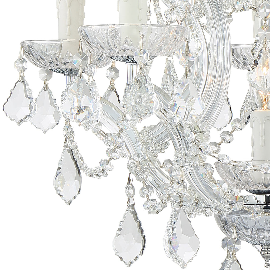 ##Antique Hardware## Maria Theresa 6 Light Hand Cut Crystal Polished Chrome Chandelier