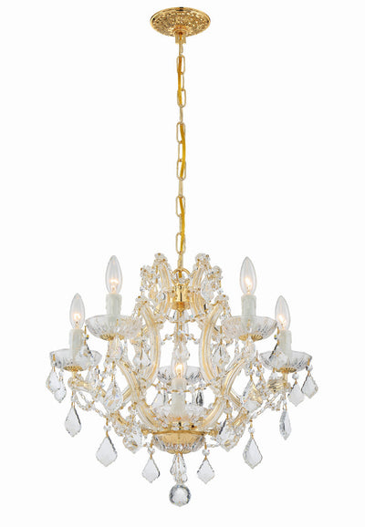 ##Antique Hardware## Maria Theresa 6 Light Hand Cut Crystal Gold Chandelier