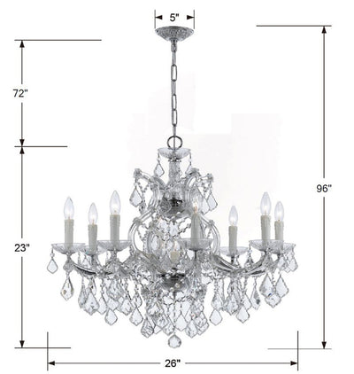 ##Antique Hardware## Maria Theresa 9 Light Hand Cut Crystal Polished Chrome Chandelier