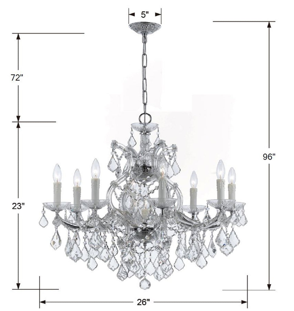 ##Antique Hardware## Maria Theresa 9 Light Swarovski Strass Crystal Polished Chrome Chandelier