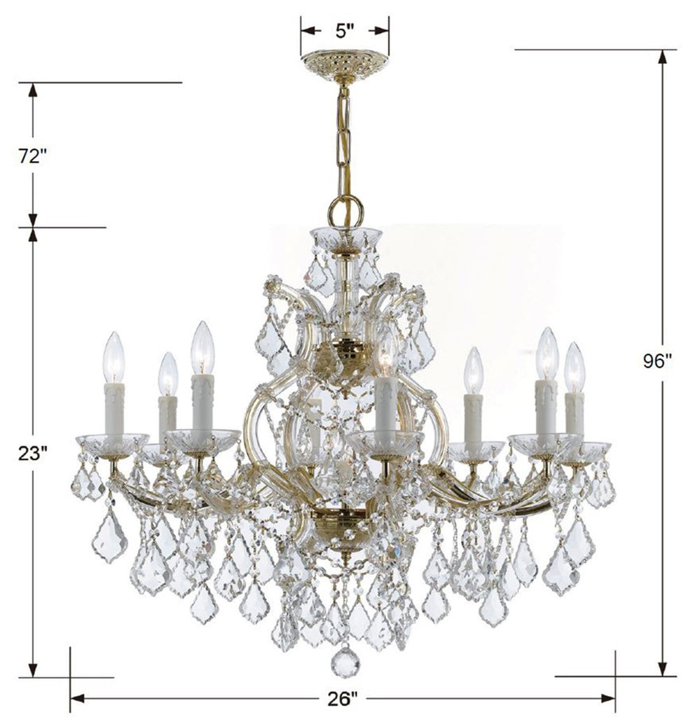 ##Antique Hardware## Maria Theresa 9 Light Hand Cut Crystal Gold Chandelier