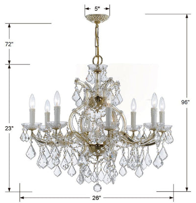 ##Antique Hardware## Maria Theresa 9 Light Hand Cut Crystal Gold Chandelier